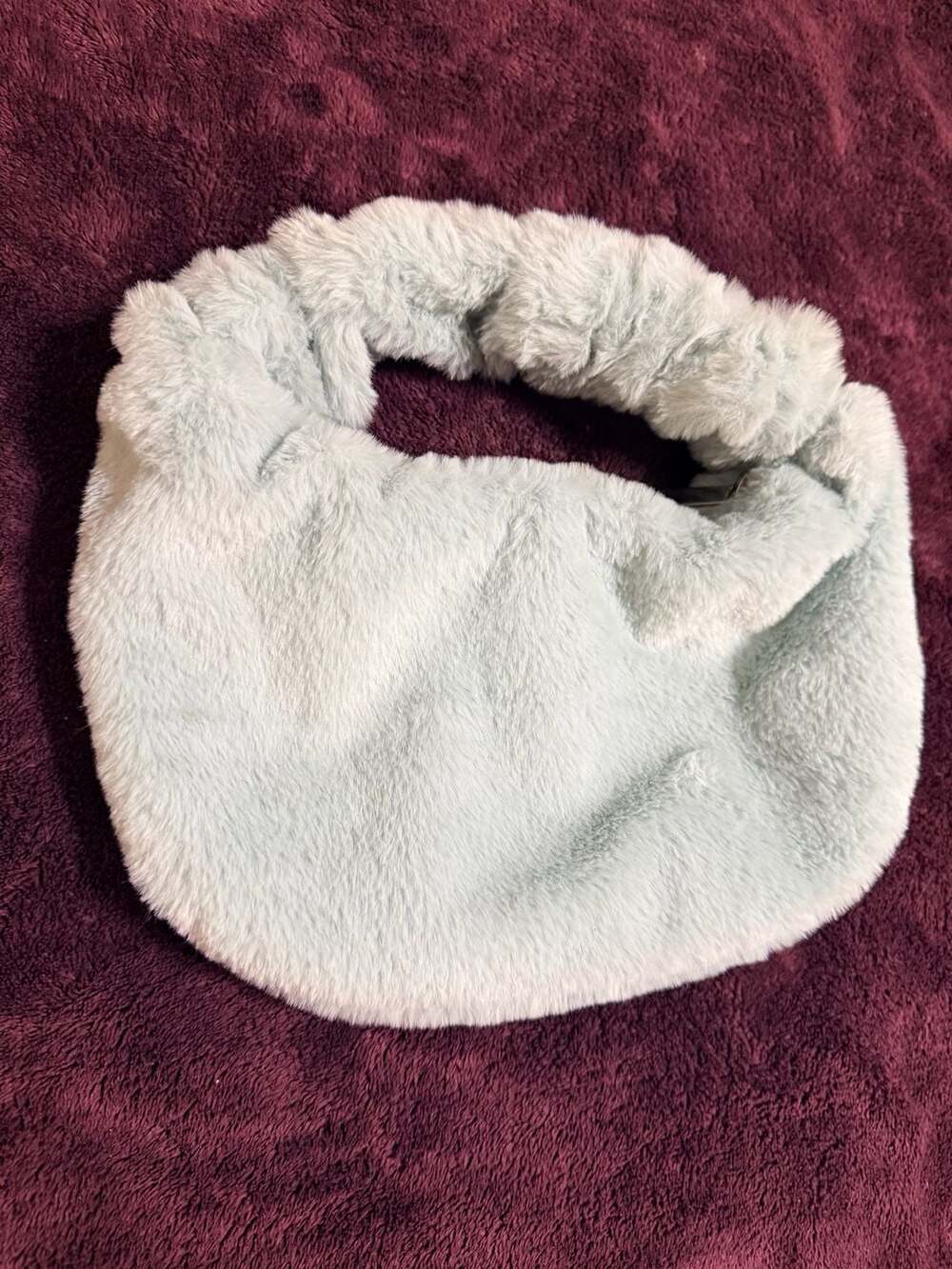 Zara Faux Fur Light Blue Shoulder Bag Purse